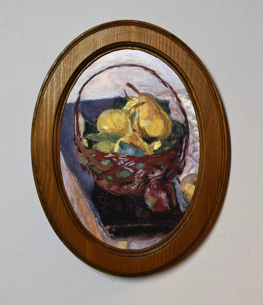 The Basket of Fruit Pierre Bonnard Light Oak Oval Wooden Framed Classic Art Print 3"x4", 3.5"x5", 4"x6", 5"x7", 6"x8"