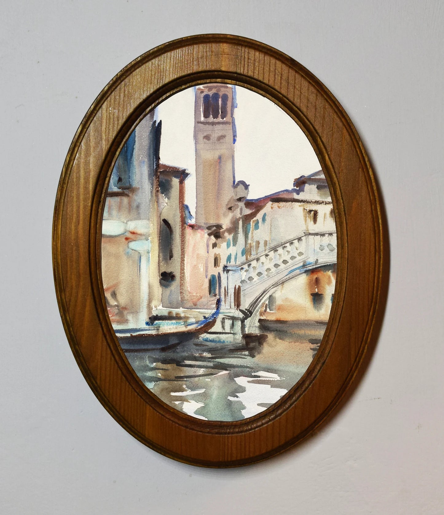 Venice John Singer Sargent Light Oak Oval Wooden Framed Classic Art Print 3"x4", 3.5"x5", 4"x6", 5"x7", 6"x8"