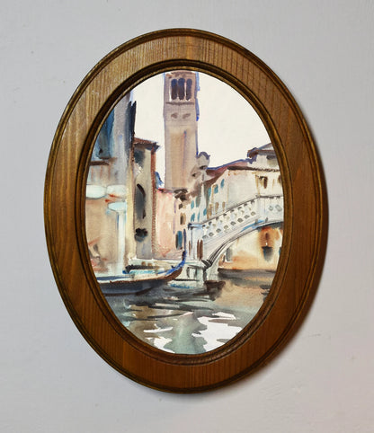 Venice John Singer Sargent Light Oak Oval Wooden Framed Classic Art Print 3"x4", 3.5"x5", 4"x6", 5"x7", 6"x8"