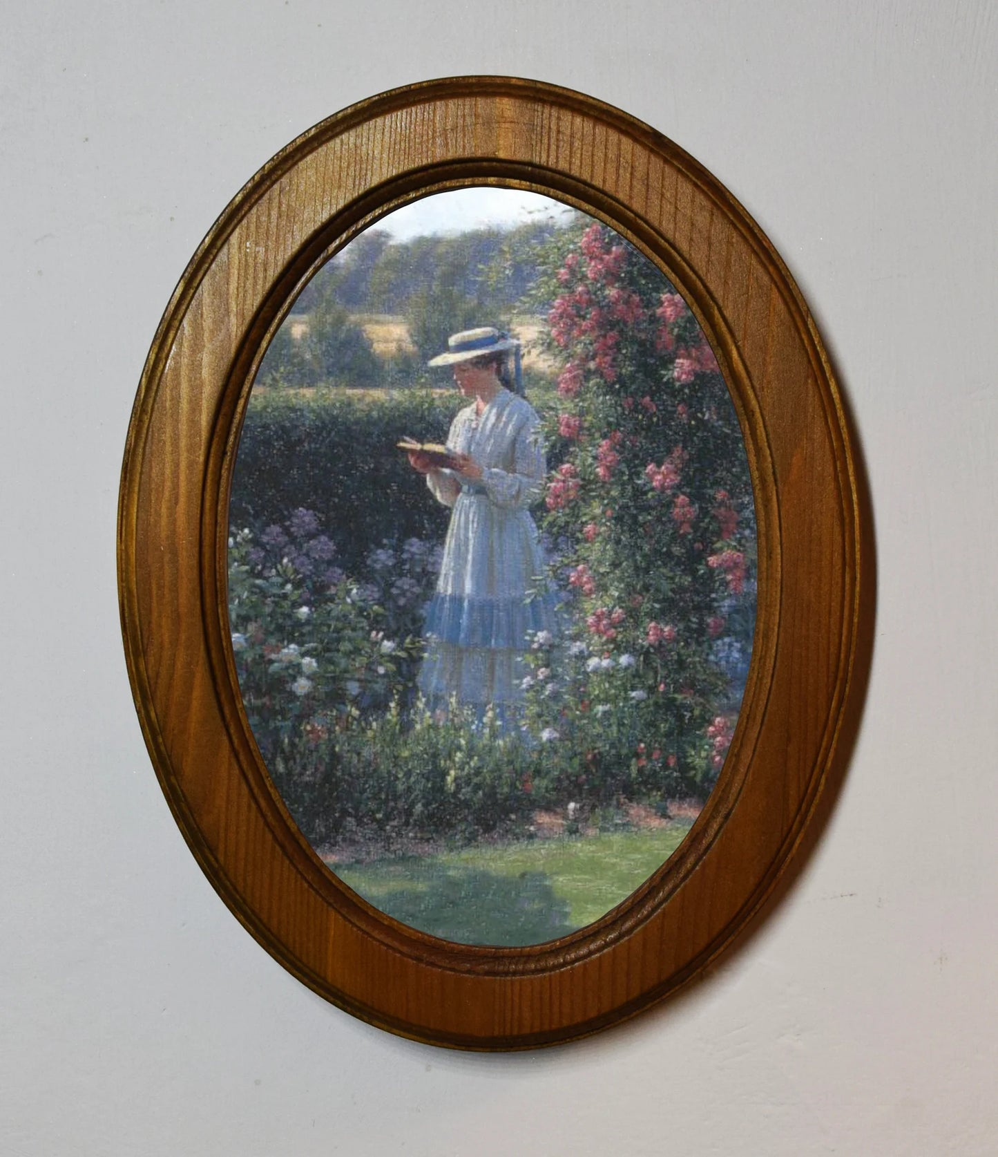 Sweet Solitude Edmund Blair Leighton Light Oak Oval Wooden Framed Classic Art Print 3"x4", 3.5"x5", 4"x6"