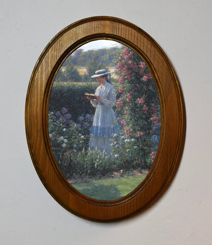 Sweet Solitude Edmund Blair Leighton Light Oak Oval Wooden Framed Classic Art Print 3"x4", 3.5"x5", 4"x6"