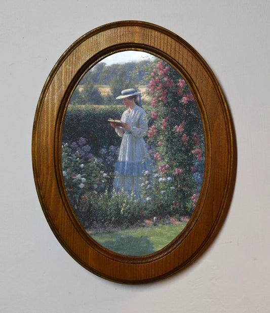 Sweet Solitude Edmund Blair Leighton Light Oak Oval Wooden Framed Classic Art Print 3"x4", 3.5"x5", 4"x6"