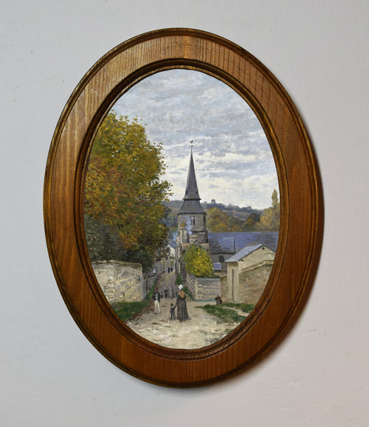 Street in Sainte-Adresse Claude Monet Light Oak Oval Wooden Framed Classic Art Print 3"x4", 3.5"x5", 4"x6", 5"x7", 6"x8"
