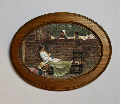 Good Neighbours John William Waterhouse Light Oak Oval Wooden Framed Classic Art Print 3"x4", 3.5"x5", 4"x6", 5"x7", 6"x8"