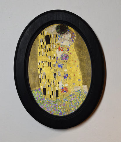 The Kiss Gustav Klimt Black Oval Wooden Framed Classic Art Print 3"x4", 3.5"x5", 4"x6", 5"x7", 6"x8"