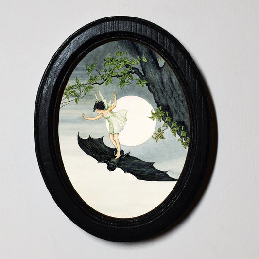 Full Moon Ida Rentoul Outhwaite Halloween Oval Wooden Framed Print 3"x4", 3.5"x5", 4"x6", 5"x7"