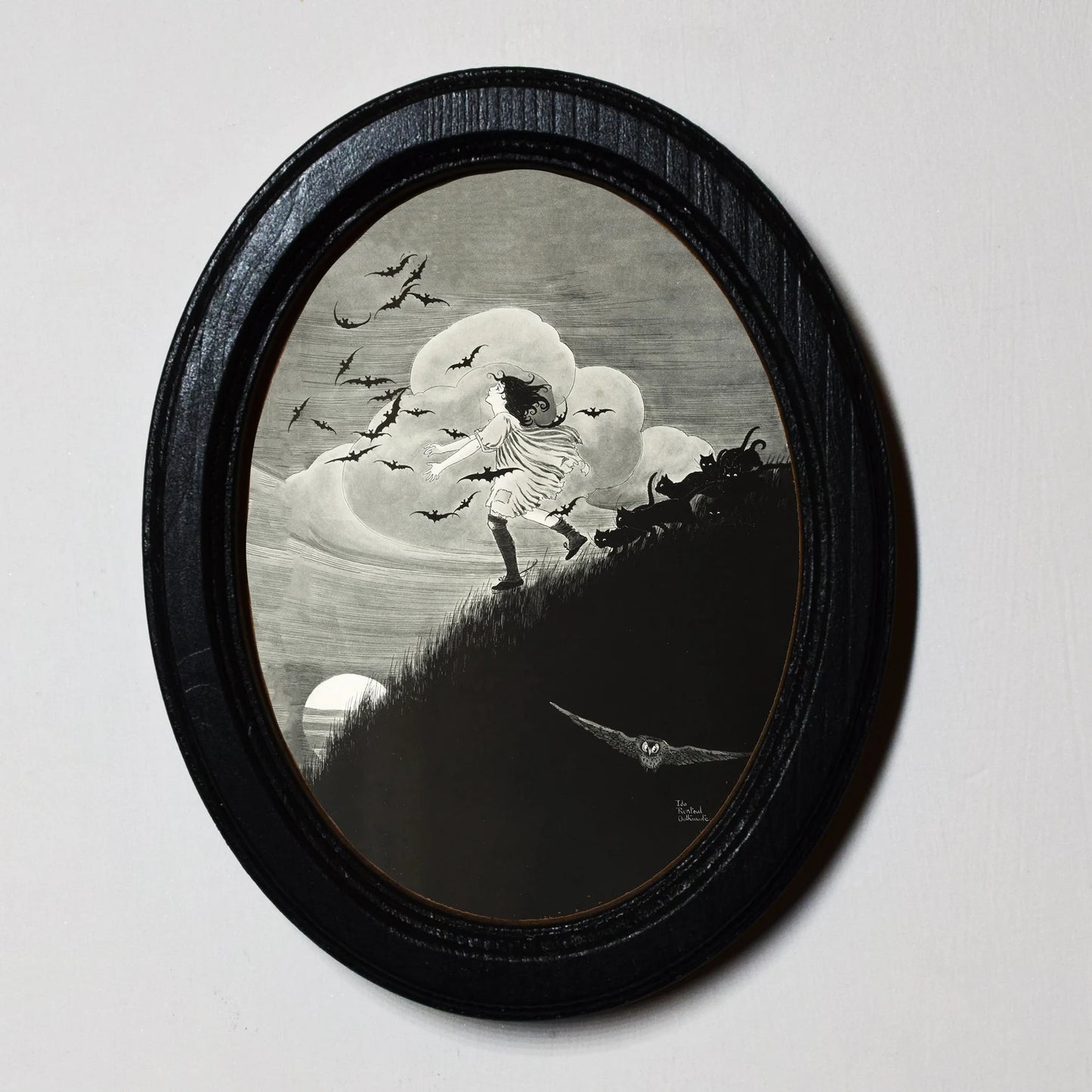 The Kelpie Ida Rentoul Outhwaite Halloween Oval Wooden Framed Print 3"x4", 3.5"x5", 4"x6", 5"x7"