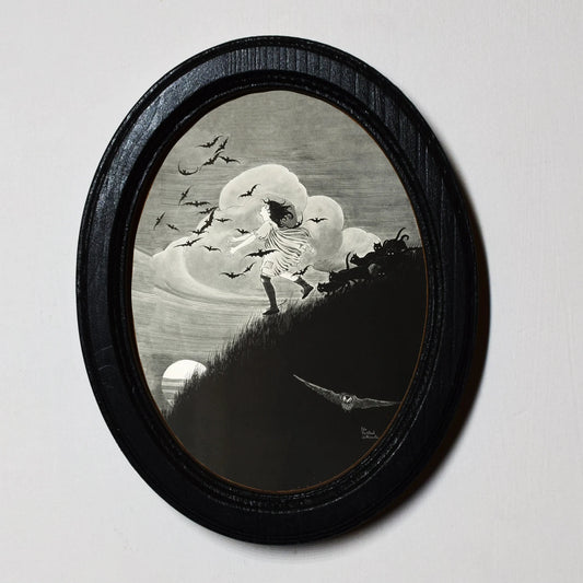 The Kelpie Ida Rentoul Outhwaite Halloween Oval Wooden Framed Print 3"x4", 3.5"x5", 4"x6", 5"x7"