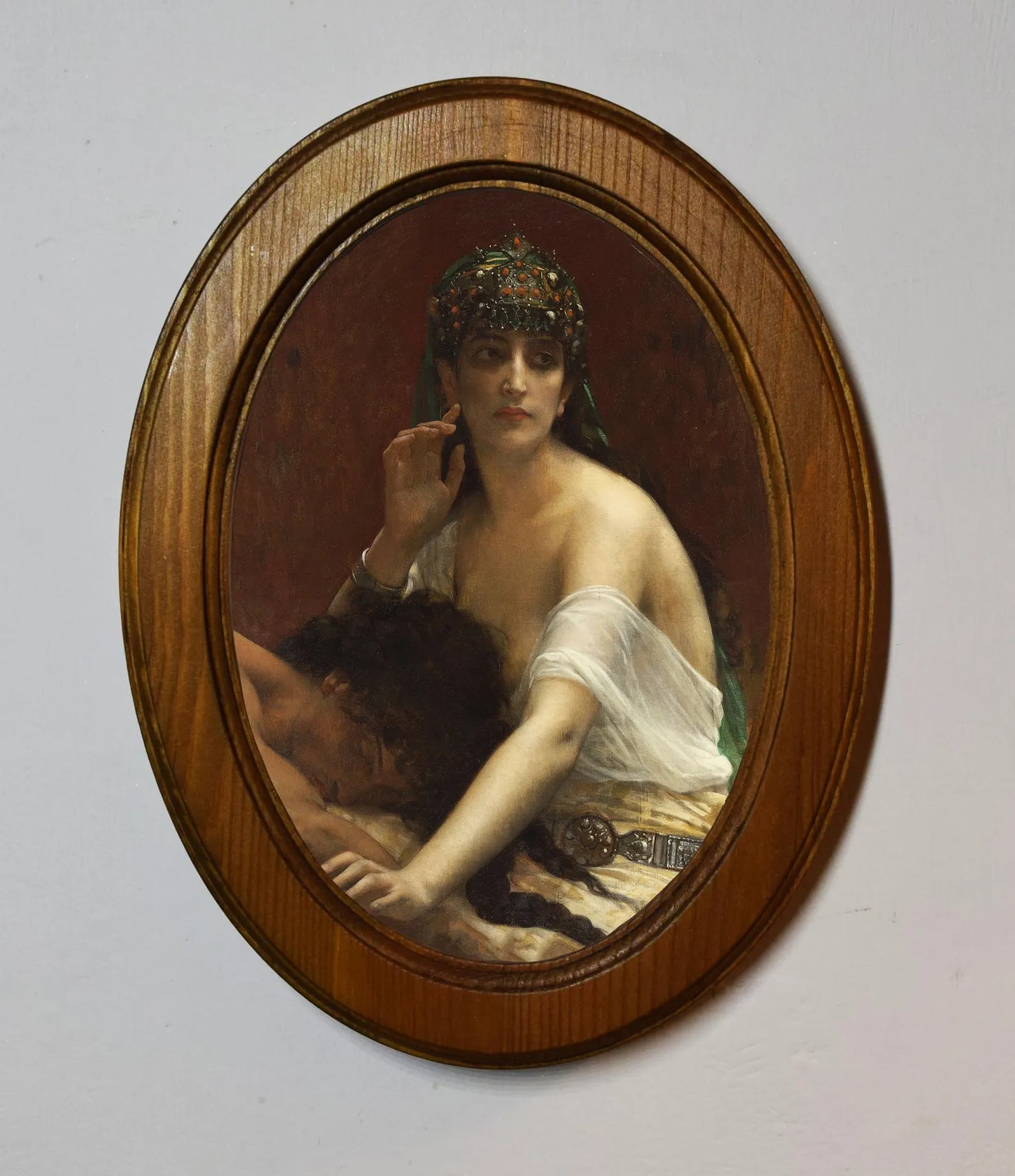 Samson and Delilah Alexandre Cabanel Light Oak Oval Wooden Framed Classic Art Print 3"x4", 3.5"x5", 4"x6", 5"x7", 6"x8"