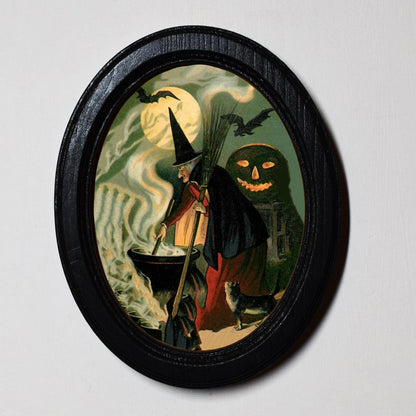 Witches Potion Spooky Gothic Halloween Oval Wooden Framed Print 3"x4"