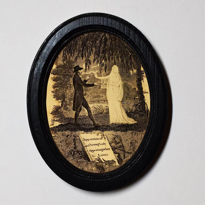 The Apparition Ann Lemoine Spooky Ghost Gothic Halloween Oval Wooden Framed Print 3"x4"