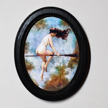 Departure for the Sabbath Albert Joseph Pénot Halloween Oval Wooden Framed Print 3"x4", 3.5"x5", 4"x6", 5"x7"