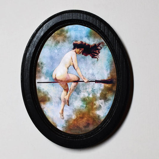 Departure for the Sabbath Albert Joseph Pénot Halloween Oval Wooden Framed Print 3"x4", 3.5"x5", 4"x6", 5"x7"