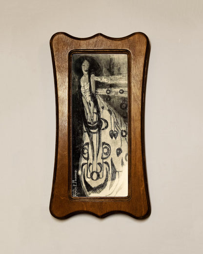 The Sleeping Princess Frances MacDonald Light Oak Art Nouveau Shaped Wooden Framed Classic Art Print 4.75"x9", 7.5"x13.5"