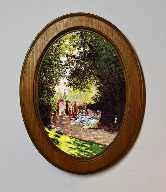 Park Monceau Claude Monet Light Oak Oval Wooden Framed Classic Art Print 3"x4", 3.5"x5", 4"x6", 5"x7", 6"x8"