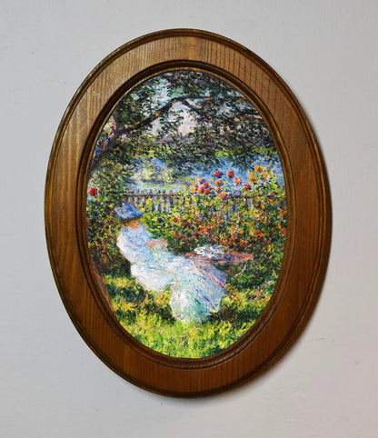 Alice Hoschedé au jardin Claude Monet Light Oak Oval Wooden Framed Classic Art Print 3"x4", 3.5"x5", 4"x6", 5"x7", 6"x8"