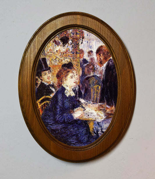 The Cafe Pierre-Auguste Renoir Light Oak Oval Wooden Framed Classic Art Print 3"x4", 3.5"x5", 4"x6", 5"x7", 6"x8"