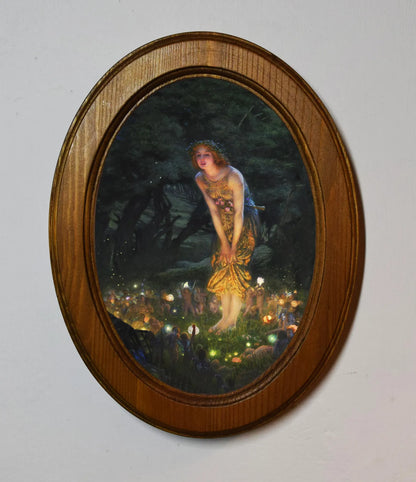 Midsummer Eve Edward Robert Hughes Light Oak Oval Wooden Framed Classic Art Print 3"x4", 3.5"x5", 4"x6", 5"x7", 6"x8"