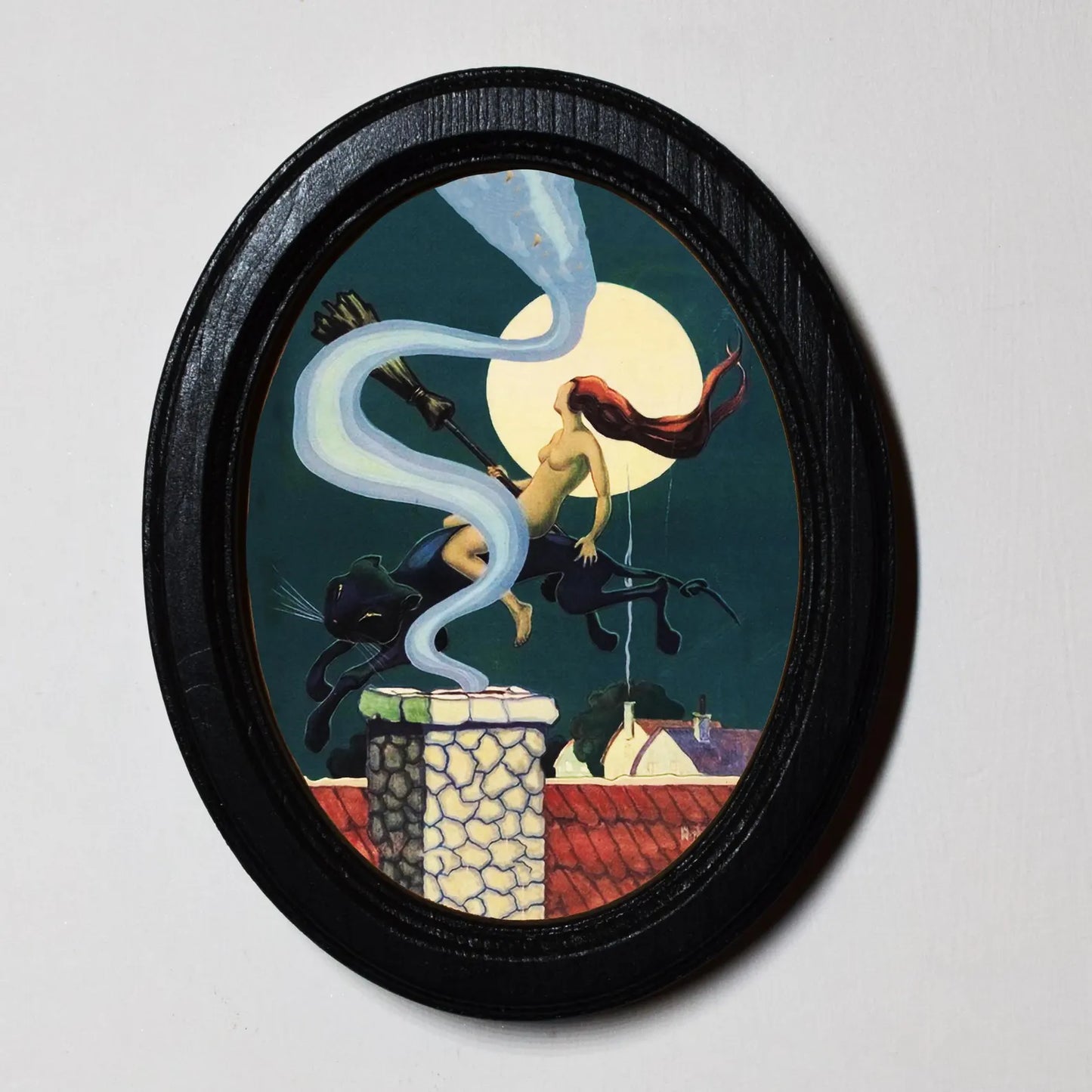 Shadowlands Halloween Oval Wooden Framed Print 3"x4", 3.5"x5", 4"x6", 5"x7"
