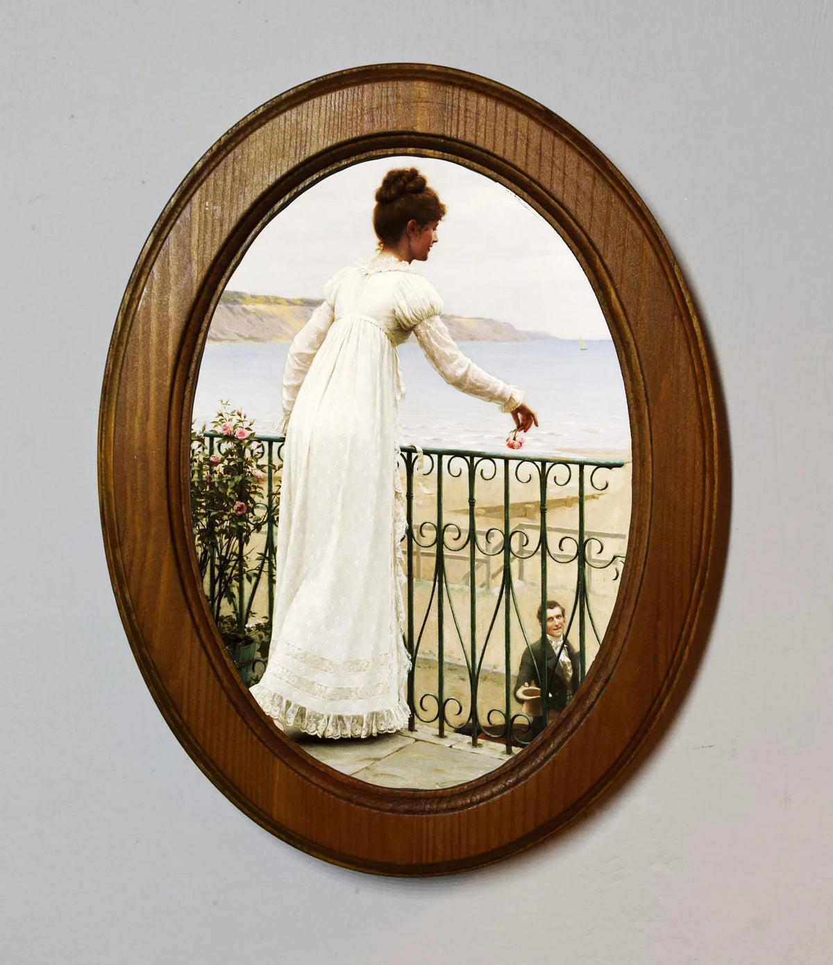 A Favor Edmund Blair Leighton Light Oak Oval Wooden Framed Classic Art Print 3"x4", 3.5"x5", 4"x6", 5"x7", 6"x8"