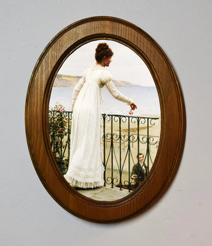 A Favor Edmund Blair Leighton Light Oak Oval Wooden Framed Classic Art Print 3"x4", 3.5"x5", 4"x6", 5"x7", 6"x8"