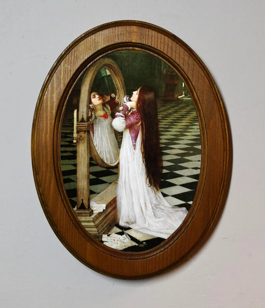 Mariana in the South John William Waterhouse Light Oak Oval Wooden Framed Classic Art Print 3"x4", 3.5"x5", 4"x6", 5"x7", 6"x8"