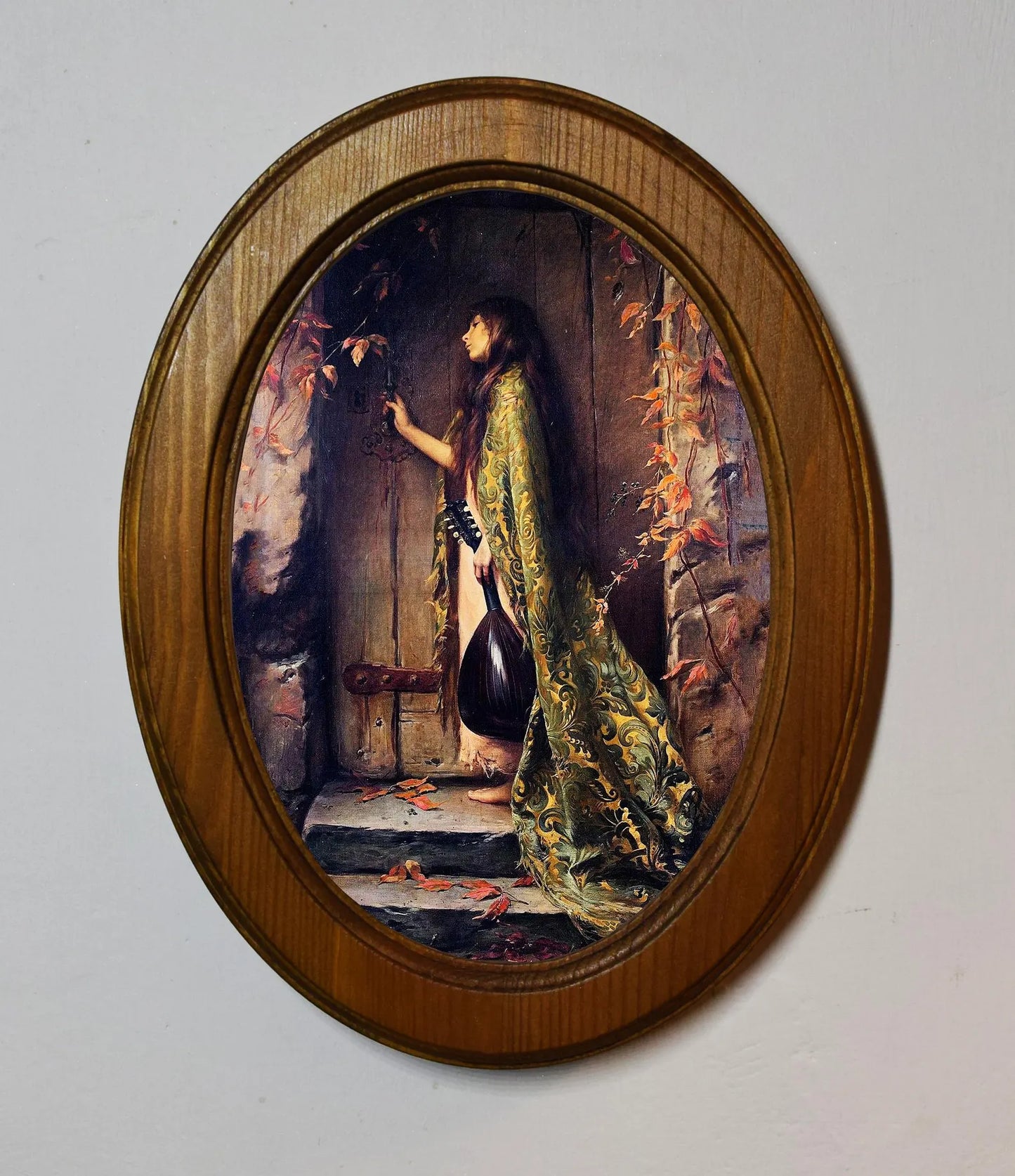 The Little Cicada Albert Joseph Pénot Light Oak Oval Wooden Framed Classic Art Print 3"x4", 3.5"x5", 4"x6", 5"x7", 6"x8"