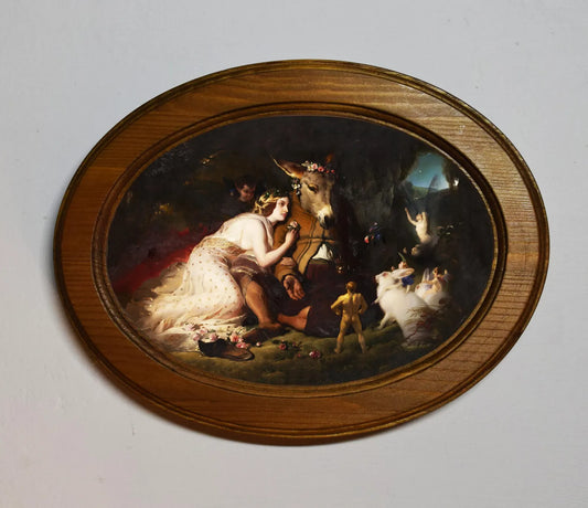 A Midsummer Night's Edwin Landseer Dream Light Oak Oval Wooden Framed Classic Art Print 3"x4", 3.5"x5", 4"x6", 5"x7", 6"x8"