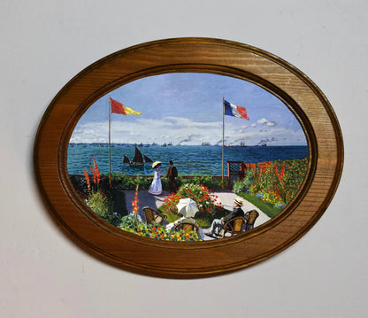 Jardin a Sainte Adresse Claude Monet Light Oak Oval Wooden Framed Classic Art Print 3"x4", 3.5"x5", 4"x6", 5"x7", 6"x8"