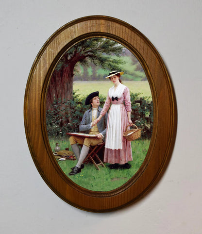 The Lord Of Burleigh Edmund Blair Leighton Light Oak Oval Wooden Framed Classic Art Print 3"x4", 3.5"x5", 4"x6", 5"x7", 6"x8"