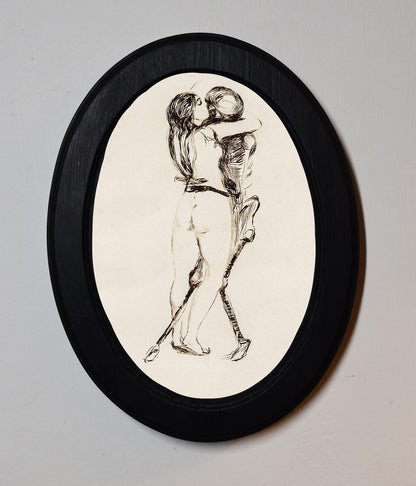 Death And The Woman Edvard Munch Black Oval Wooden Framed Classic Art Print 3"x4", 3.5"x5", 4"x6", 5"x7", 6"x8"