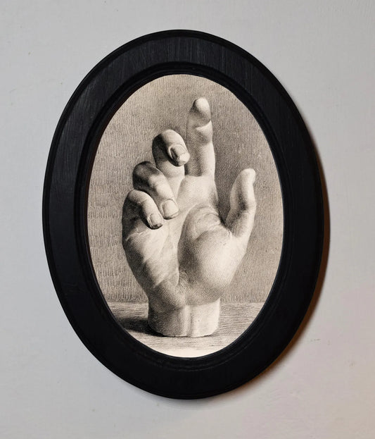 Human Hand Dankvart Dreyer Black Oval Wooden Framed Classic Art Print 3"x4", 3.5"x5", 4"x6", 5"x7", 6"x8"