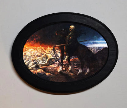 The Reaper Stephen Aleksic Black Oval Wooden Framed Classic Art Print 3"x4", 3.5"x5", 4"x6", 5"x7"