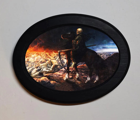 The Reaper Stephen Aleksic Black Oval Wooden Framed Classic Art Print 3"x4", 3.5"x5", 4"x6", 5"x7"