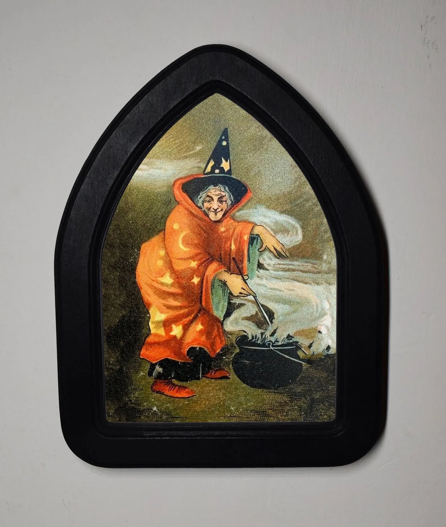 Cooking Up A Spell Witch Gothic Halloween Arch Shaped Wooden Framed Print 3"x4", 4"x6"