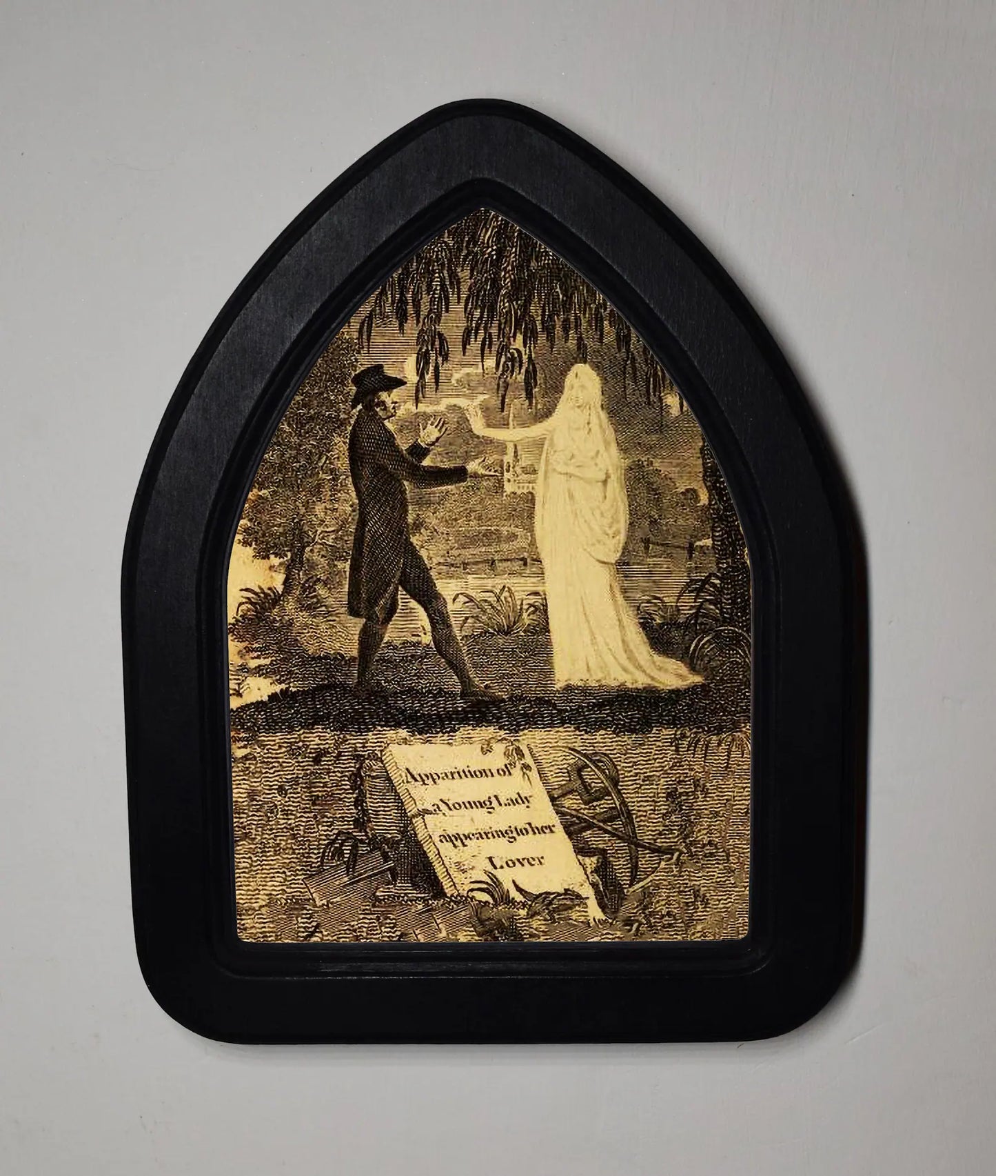 The Apparition Ann Lemoine Gothic Halloween Arch Shaped Wooden Framed Print 3"x4", 4"x6"