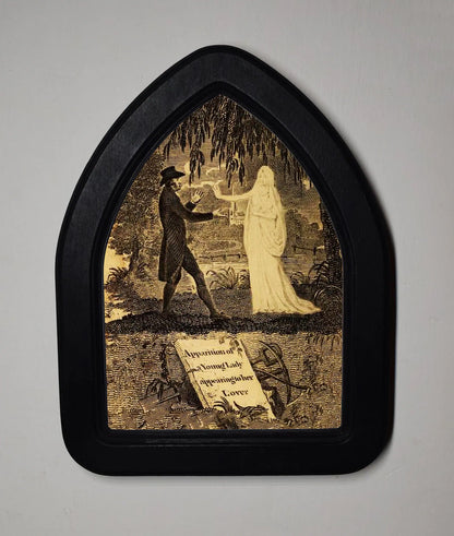 The Apparition Ann Lemoine Gothic Halloween Arch Shaped Wooden Framed Print 3"x4", 4"x6"