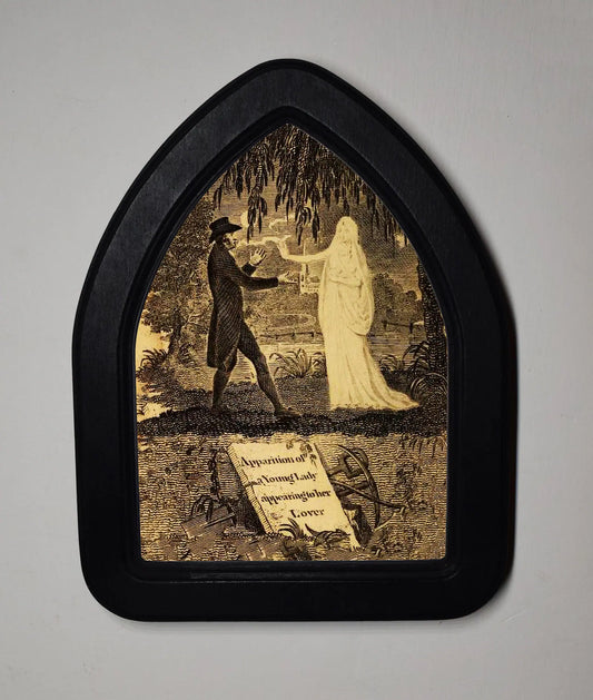 The Apparition Ann Lemoine Gothic Halloween Arch Shaped Wooden Framed Print 3"x4", 4"x6"