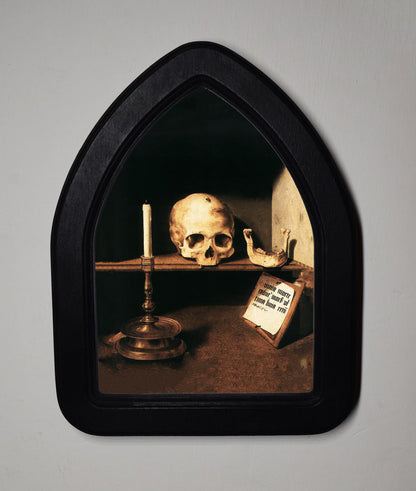 Skull and Candle Bartholomäus Bruyn Gothic Halloween Arch Shaped Wooden Framed Print 3"x4", 4"x6"
