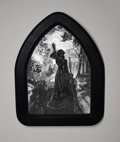 Witches Of Delnabo Douglas Scottish Gothic Halloween Arch Shaped Wooden Framed Print 3"x4", 4"x6"