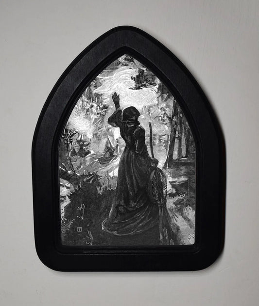 Witches Of Delnabo Douglas Scottish Gothic Halloween Arch Shaped Wooden Framed Print 3"x4", 4"x6"