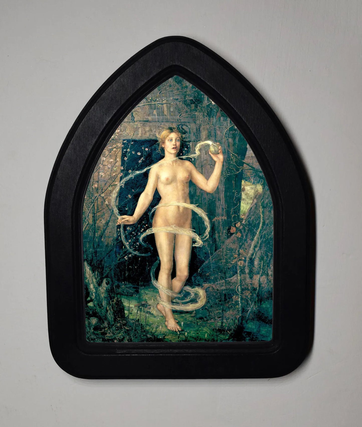 Spring Witch George Wilson Gothic Halloween Arch Shaped Wooden Framed Print 3"x4", 4"x6"