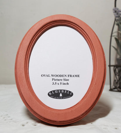 Coral Pink Oval Wooden Photo Frame A3 / 12"x16.5", A4 / 8"x12", A5 / 6"x 8", 11"x14", 5"x7", 4"x6", 3.5"x5", 3"x4", 2.5"x3.5", 2"x3"