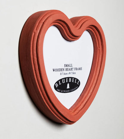 Coral Pink Heart Shaped Wooden Photo Frame 4"x4", 3"x3"