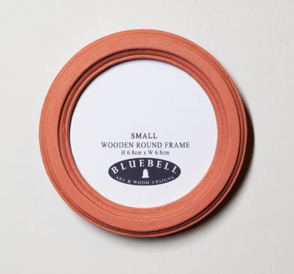 Coral Pink Round Shaped Wooden Photo Frame 8”x8”, 7”x7”, 6"x6", 5"x5", 4"x4", 3"x3", 2.5"x2.5"