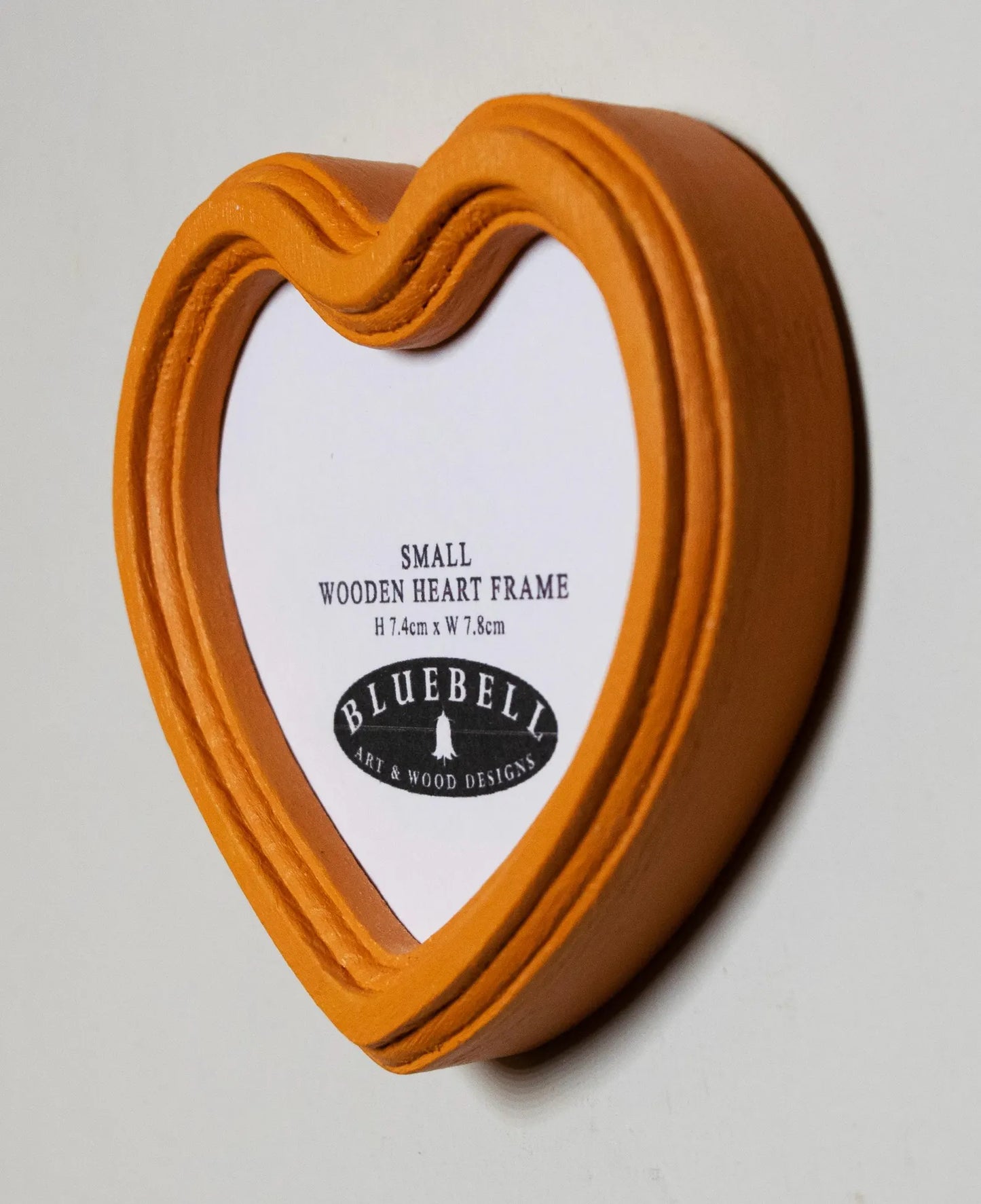 Orange Heart Shaped Wooden Photo Frame 4"x4", 3"x3"