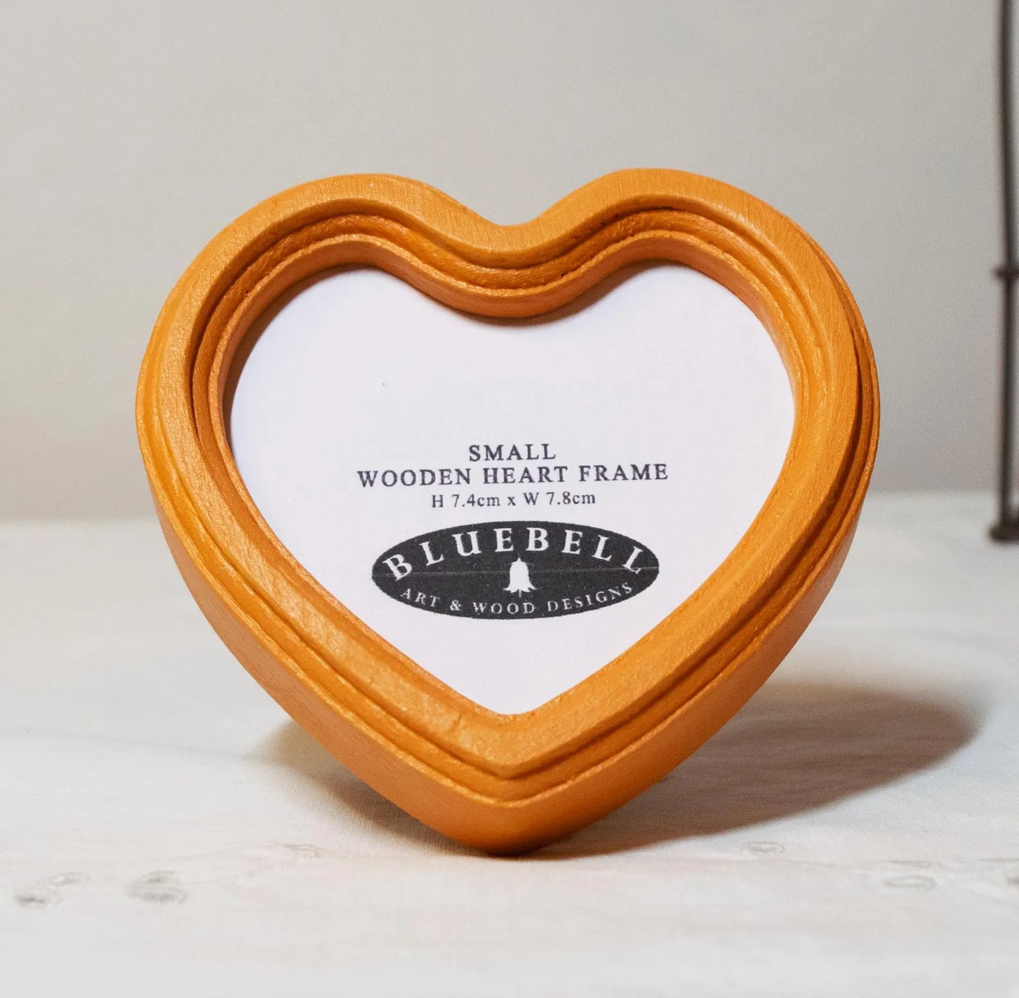 Orange Heart Shaped Wooden Photo Frame 4"x4", 3"x3"
