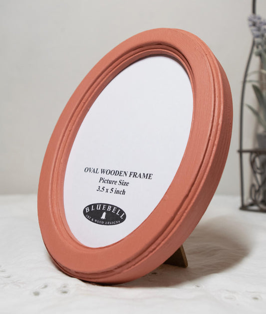 Coral Pink Oval Wooden Photo Frame A3 / 12"x16.5", A4 / 8"x12", A5 / 6"x 8", 11"x14", 5"x7", 4"x6", 3.5"x5", 3"x4", 2.5"x3.5", 2"x3"