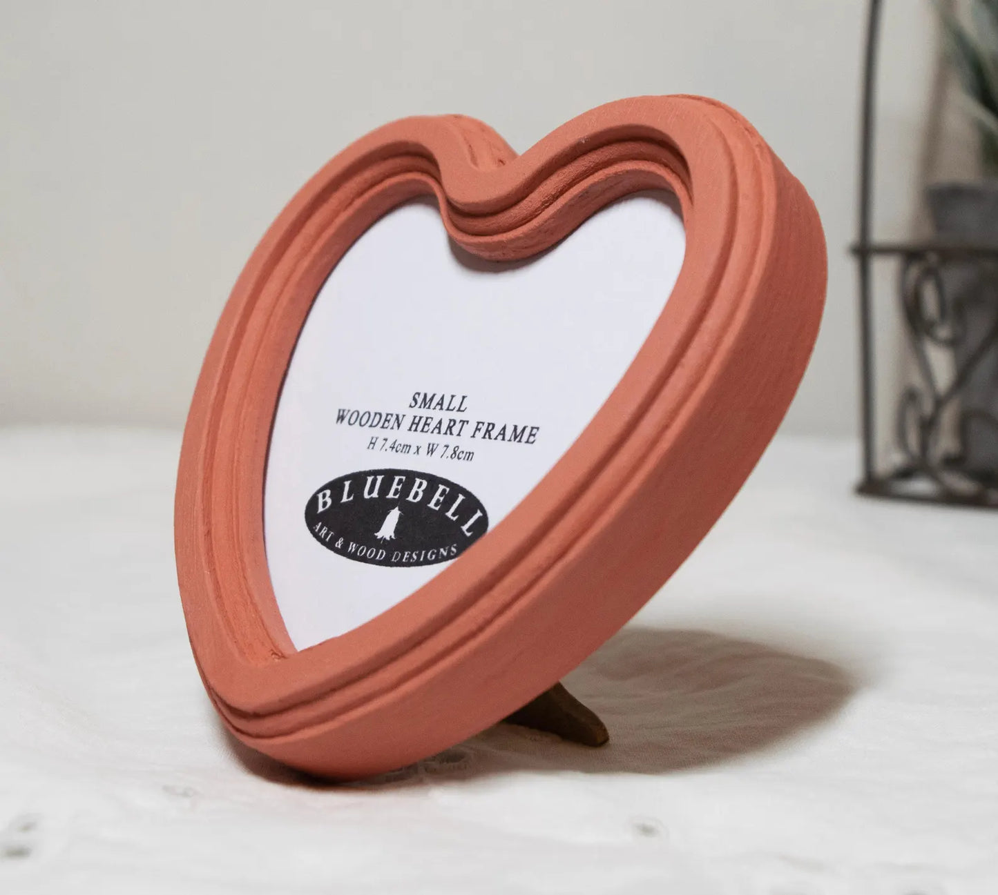 Coral Pink Heart Shaped Wooden Photo Frame 4"x4", 3"x3"