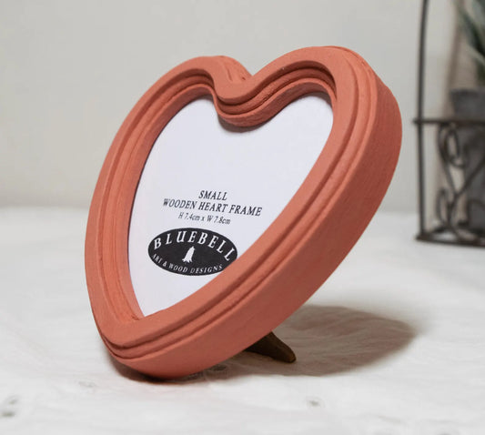Coral Pink Heart Shaped Wooden Photo Frame 4"x4", 3"x3"